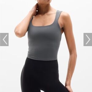 Athleta Gray Transcend Square Neck Sports Bra